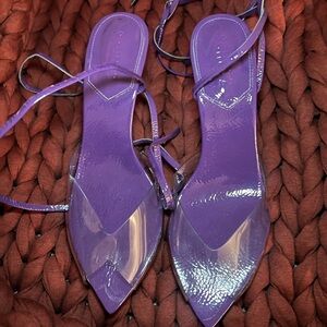 SCHUTZ OPEN TOE HEELS — STRAPPY — PURPLE  CHERRY